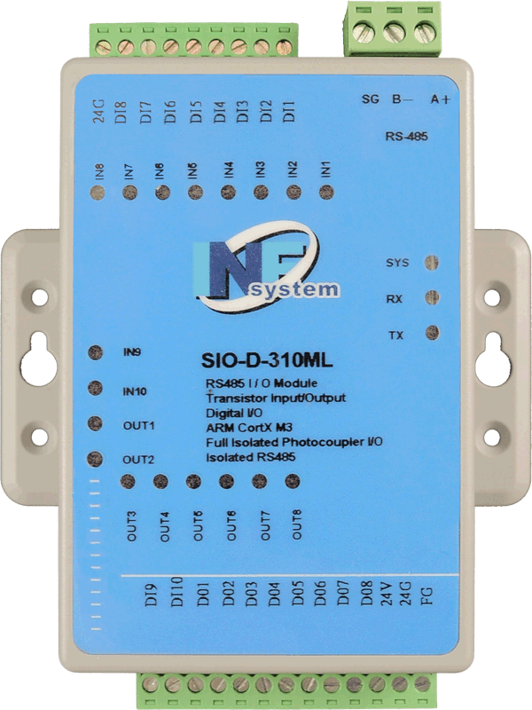 SIO-D-310ML (10DI/8DO, RS-485 Digital I/O)