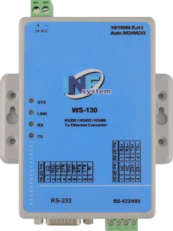 WS-130 (1 Port RS232/RS422/RS485)To Ethernet Converter