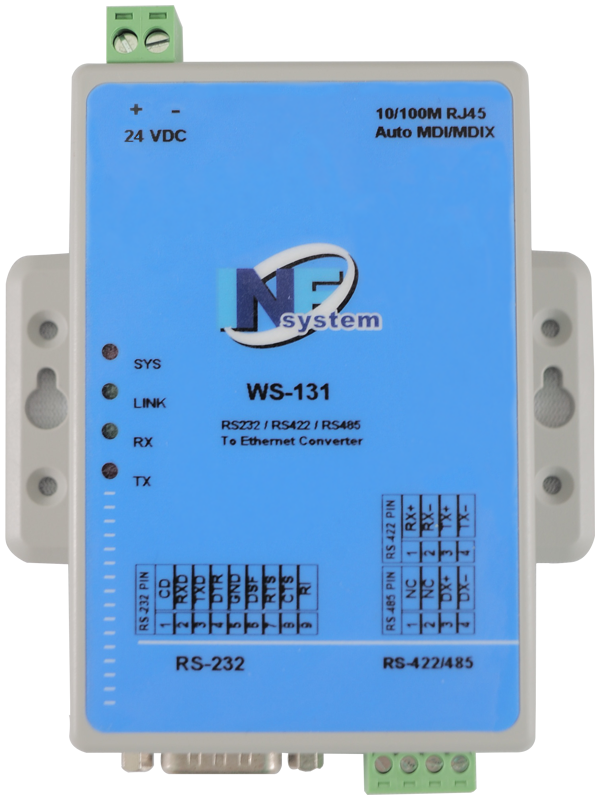 WS-131 1 Port RS485/422/232 to Ethernet Modbus Gateway