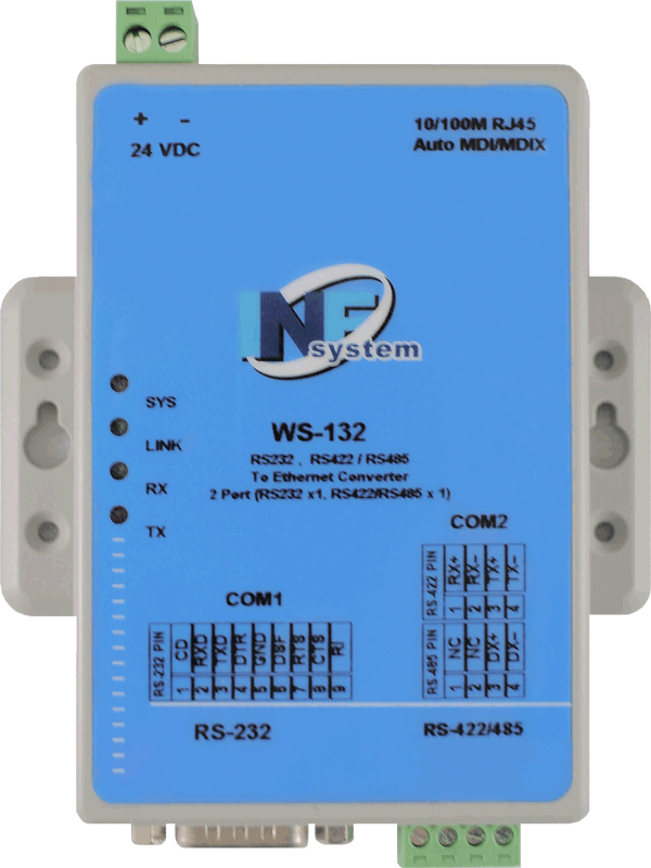 WS-132 2 Port RS485/422x1 and 232x1 to Ethernet Modbus Gateway