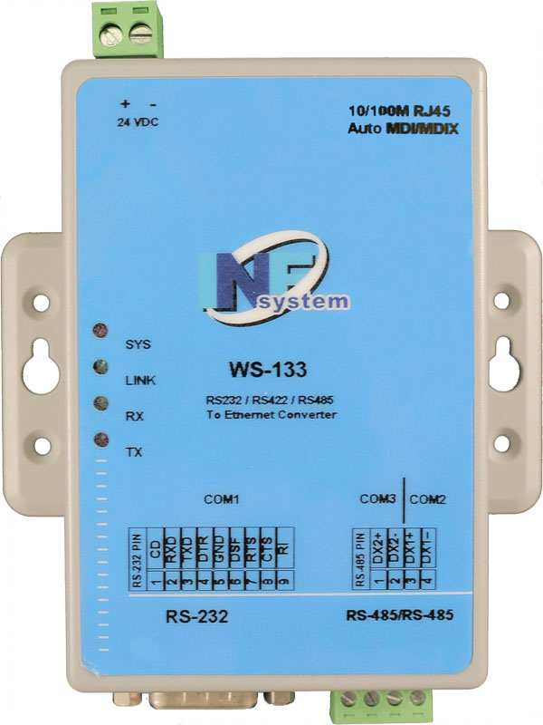 WS-133 3 Port RS485x2 or 232x1 to Ethernet Modbus Gateway