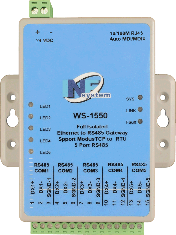 WS-1550 5 Port RS485 to Ethernet Modbus Gateway
