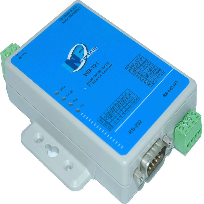 WS-121 (Fades out Product) 1 Port RS485/422/232 to Ethernet Modbus Gateway